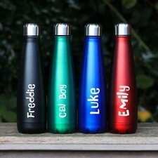PERSONALISED Boys Skater 630ml Metal Drinks Sports Water Bottle - ANY NAME