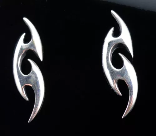 Tribal Earrings Sterling Silver NEW Goth Vintage 90's Stud/Post Tattoo Style