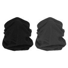 Winter Neck Warmer, 2pcs Drawstring Windproof Neck Gaiter, Black, Dark Gray