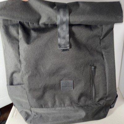 Johnny Urban Black Rolltop Backpack Bag Cotton Canvas Casual Day Pack 16  X 12 