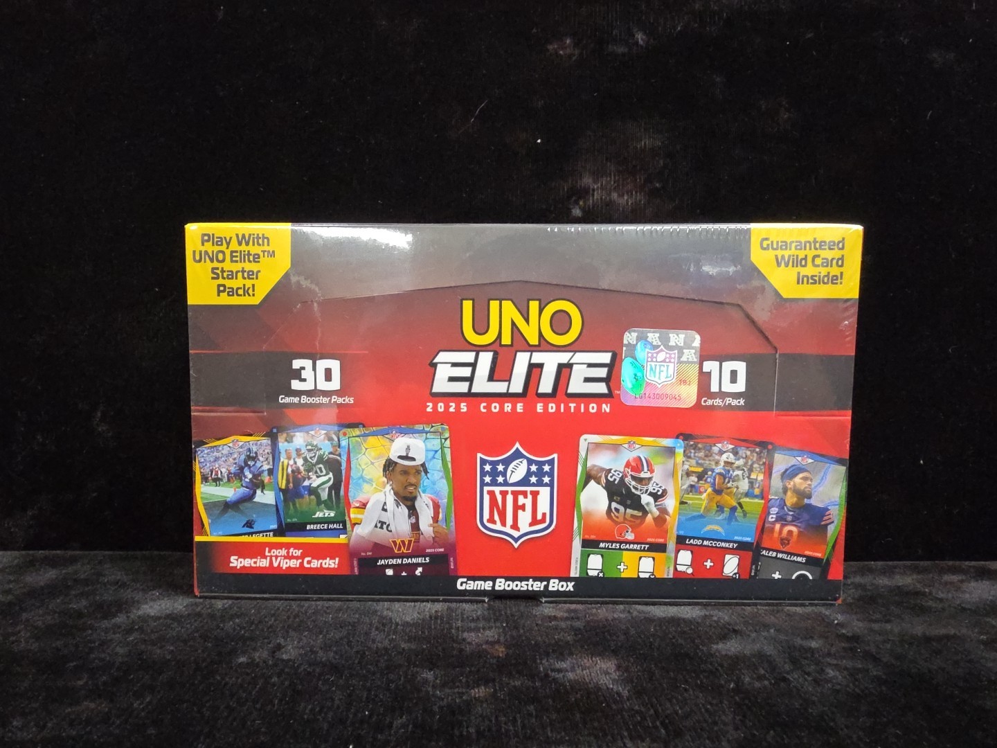 S Uno Elite Nfl 2025 Core Edition, Booster Box W/ Wild Card 