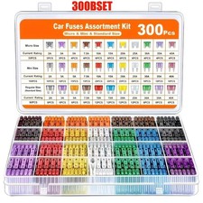 300Pcs Car Fuse Assortment Kit, 160 Mini Blade Fuses Automotive 90 Standard
