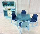 Vintage Mattel Barbie Dream House Dining Room Furniture Set (1977) Retro Blue