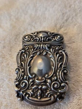 Art Nouveau sterling silver ornate MATCH SAFE VESTA CASE Scroll & Wreath Design