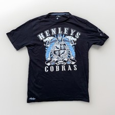 Henleys Mens Black T Shirt Diamante Logo Large Size 4 Cotton Casual Tee