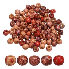 100 Pcs Natural Wooden Beads for Crafts, Vintage Color 9 x 10mm, 4.5mm Hole 