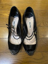 Miu Miu Enamel Black High Heels Womens Shoes Italy Japan