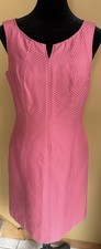 Talbots Pink Sheath Dress Cotton Silk Sleeveless Split Neck Woven Texture Sz 6P