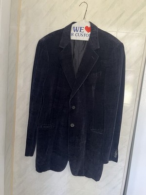 Vintage Giorgio Armani Borgo 21 Corduroy Suit Jacket Blue Made In Italy