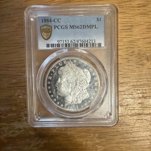 1884 CC Morgan Silver Dollar $1 PCGS MS62 DMPL Gold Shield Deep Mirror