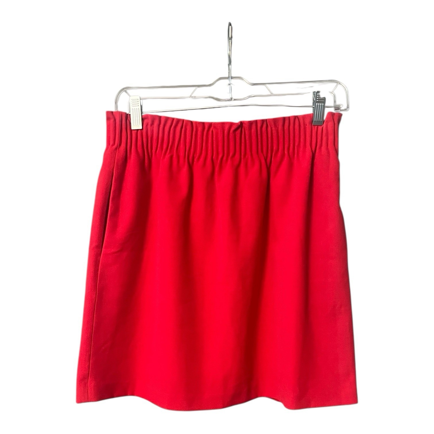 J Crew Mercantile Red Mini Skirt, Lined, Elastic Waistband, Side Pockets, Size 4