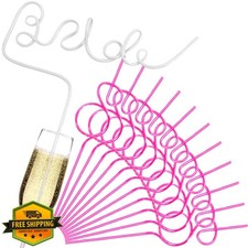 Bachelorette Party Straws 12pc Bride to Be Pink Diamond Ring Favors