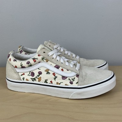 Vans Women's Size Old Skool Floral Poppy Beige Cream Low