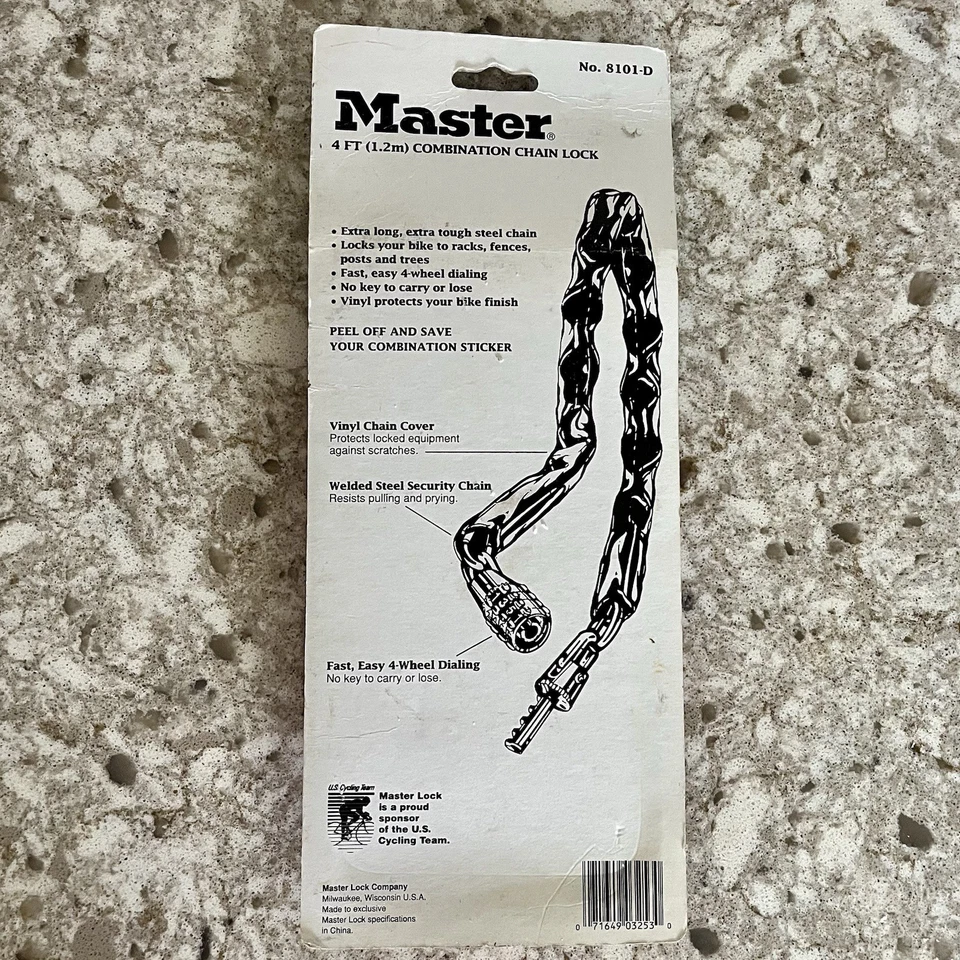 NOS Vintage Master  Lock Bike Combination Lock 4ft Pink Vinyl Coated Chain - Image 2 of 4