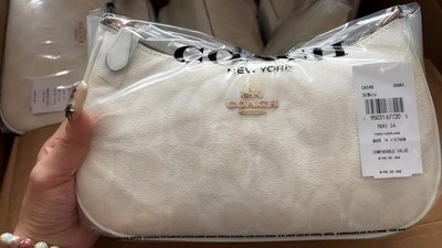 COACH Teri Shoulder Bag In Signature Canvas White/Chalk, Only