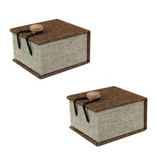 2 Pcs Ring Box for Proposal, Vintage Linen Wooden Engagement Wedding Ring Box...
