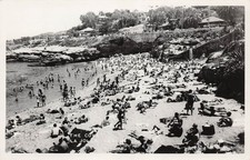 RPPC La Jolla California Cove Bathing Beach Mansion Bungalow Photo Postcard J33