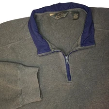 ORVIS Men's Quarter Zip Pullover Sweater Green Blue Collar Size XL