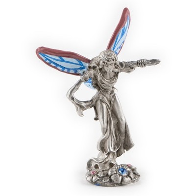 Sunbeam Taking Flight, 2 ½'' 1990s Pewter Fairy w/ Handpainted Wings by Gallo