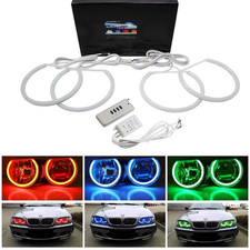 Headlight Rgb 7-color Led Angel Eye Halo Rings Kit For Bmw E39 E46 3 5 7 Series