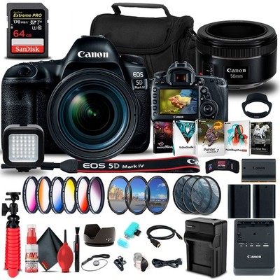 Canon EOS 5D Mark IV DSLR Camera with 24-70mm f/4L Lens (1483C018) Bundle