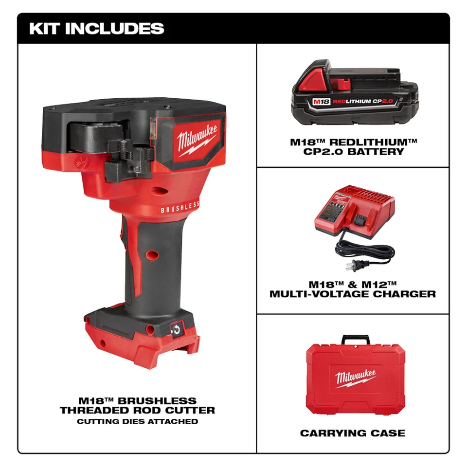 Milwaukee M18 Brushless Threaded Rod Cutter Kit, One Battery, Model# 2872-21 - Image 2 of 4