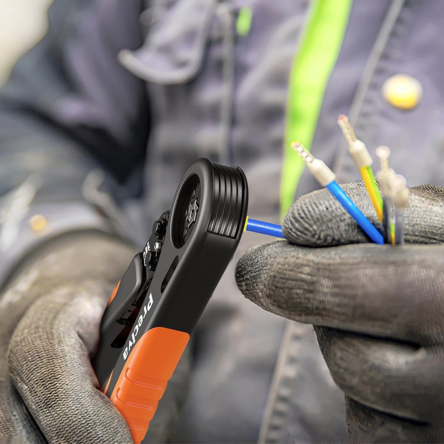 Preciva Ferrule Crimping Tool Kit, Hexagonal Ratchet Wire Crimp Metallic 