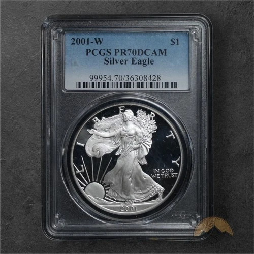 2001-W American Silver Eagle $1 - PCGS PR70 DCAM - West Point