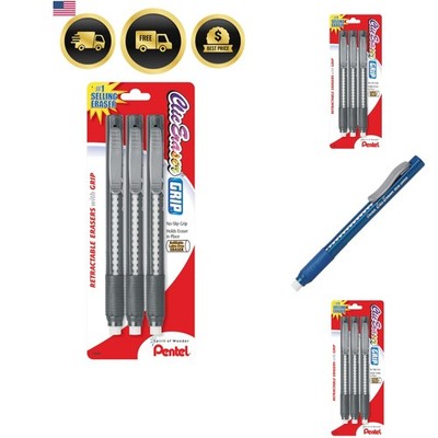Clic Retractable Eraser with Grip, Assorted Barrel Colors, Pack of 3 ZE21BP3K6
