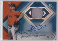 2014 Bowman Platinum Relics Blue Refractor 182/199 Kyle Crick #AR-KC Auto 1p5