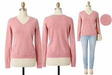 Tahari Pure Luxe 100 Cashmere Sweater Women L Coral Pink Crewneck Soft Luxury K