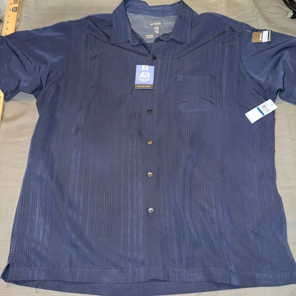 VAN HEUSEN Mens Classic Fit Air Cooling Short Sleeve Button Down Shirt XL - Image 2 of 3