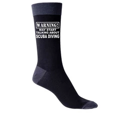 Warning May Talk About Scuba Diving Men's Black Novelty Socks Birthday Gift 