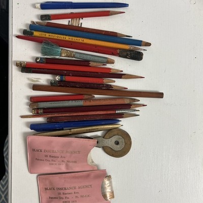 1960s 1970s Desk Drawer Items Pens Pencils Typewriter Stuff