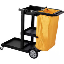 Cleaning Cart, 200 Lbs. Capacity Plastic Housekeeping Cart, with 25 Gal. PVC Bag