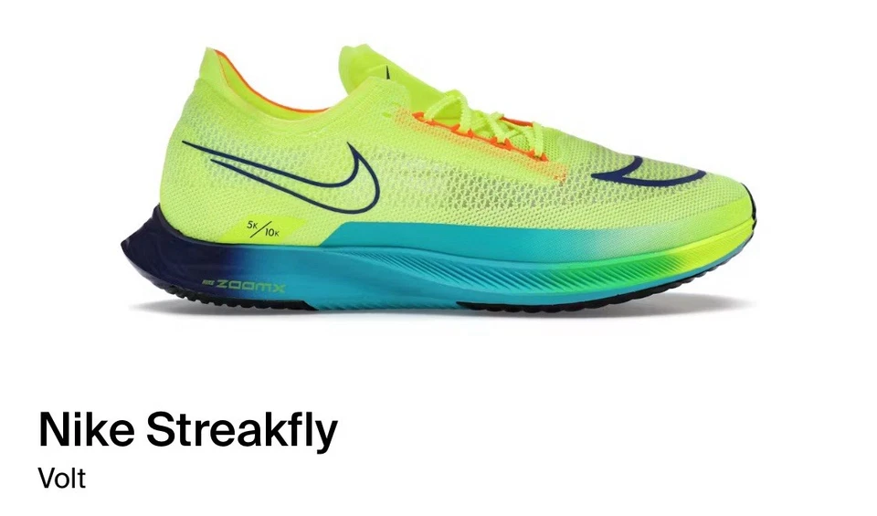 DJ6566-700 Para hombres 11.5 Nike Streakfly Carretera Carreras Zapatos Paquete Rápido Voltio/Carmesí Foto 2 de 4