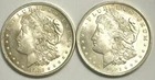 TWO (2) 1921 Morgan Silver Dollars $1 Coins - Philadelphia Mint, 90%, Very Nice!