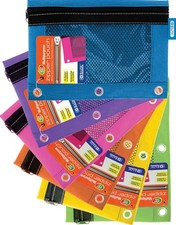 Pencil Pouch for 3 Ring Binder, 24 Pack Bulk Pencil Bags with Zipper, 6 Colors