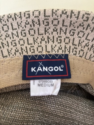 Kangol Brown Polyester Chlorofiber Monogram Stripe Bucket Hat Cap Medium RARE - Picture 2 of 2