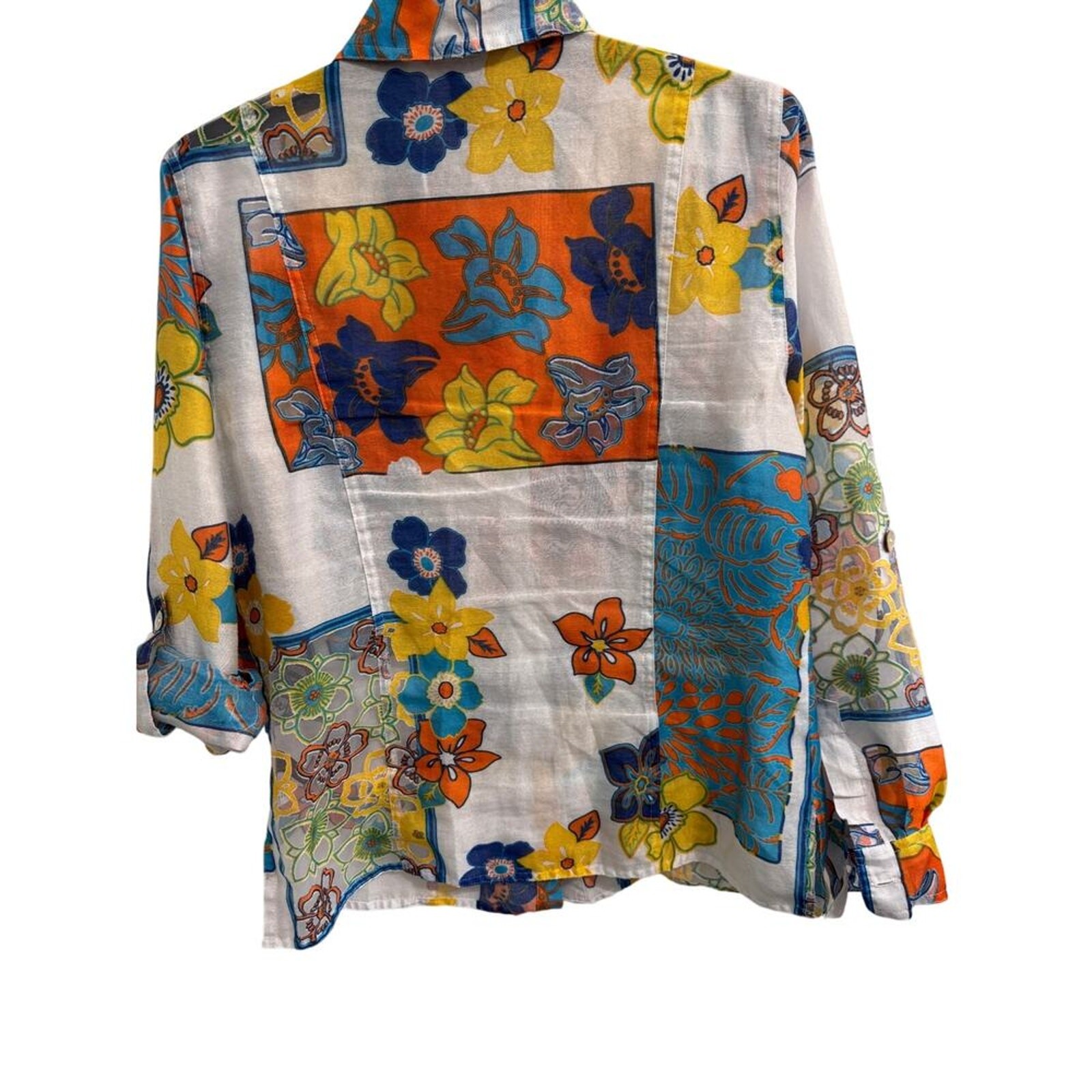 Multiples Patchwork Floral Button Front Top Mediu… - image 3