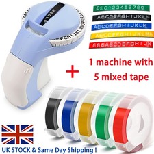 DYMO Omega Embossing Label Maker with 5 Colour 9mm 3D Label Tape 3/8'' Embosser