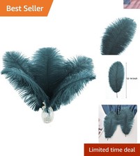 Teal Ostrich Feathers Bulk Pack - 24Pcs Size 12-14Inch for Weddings & Events
