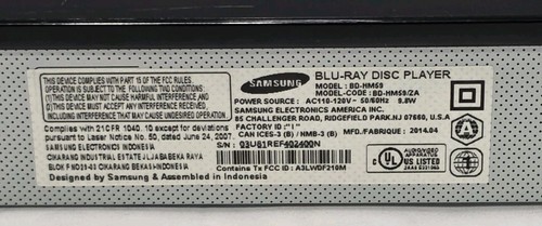 Samsung Blu-Ray 3D Streaming DVD Player BD-HM59 No Remote Tested Works - Picture 18 of 19