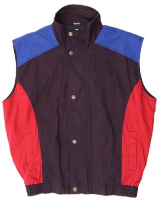 Shamp Mens Loose Fit Gilet IT 48/50 Medium Navy Blue Colourblock Cotton DF14