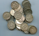 TWO ROLLS 90 Percent Franklin Half dollars TWO ROLLS  TOTAL 40 COINS  $20 Face