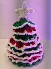 Hand Made Crochet Christmas Tree with Snow Trim and Star 9" C-222