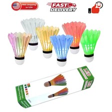 Glow in The Dark Badminton Birdies,LED Badminton Shuttlecocks for Family Back...
