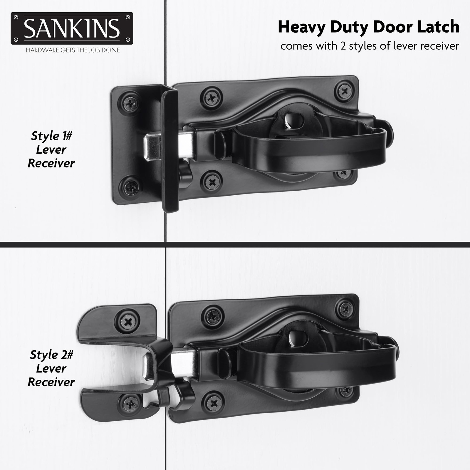 SANKINS Gate Door Latch, Dual-Sided Operation, Heavy Duty Durable Gate Door L...