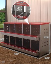 GRAVEE 10-Hole Chicken Nesting Box Metal Hen Coop Egg Laying Box Red/Green