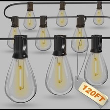120FT LED Outdoor String Lights With 30 2 Edison Shatterproof Waterproof Bulbs